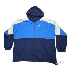 Nike Hooded Windbreaker Jacket Men's 2XL Blue Navy White Mesh Lined CJ4560-480